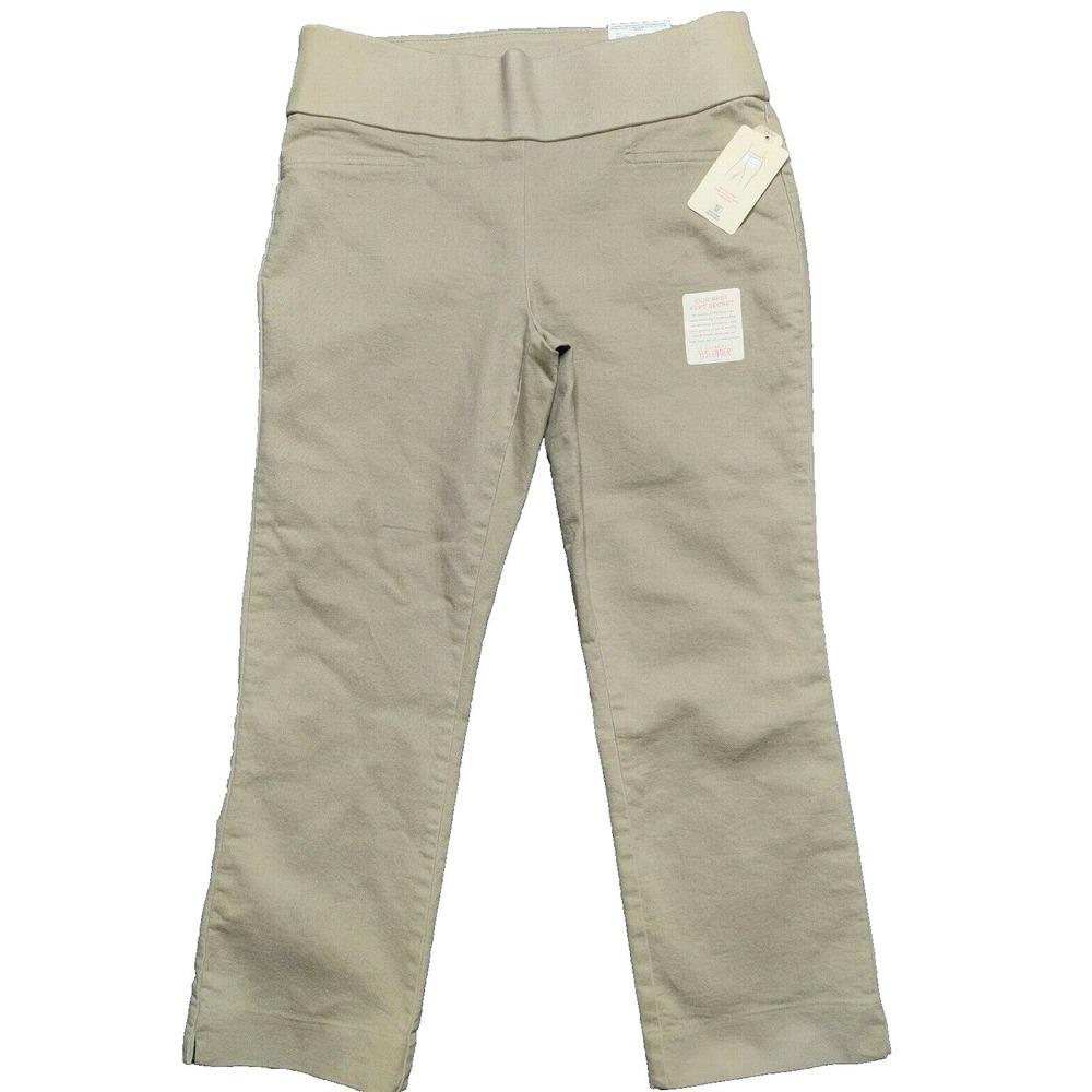 St Johns Bay Women Size 4 Biscotti Secretly Slender Pull-On Capri Pants NEW